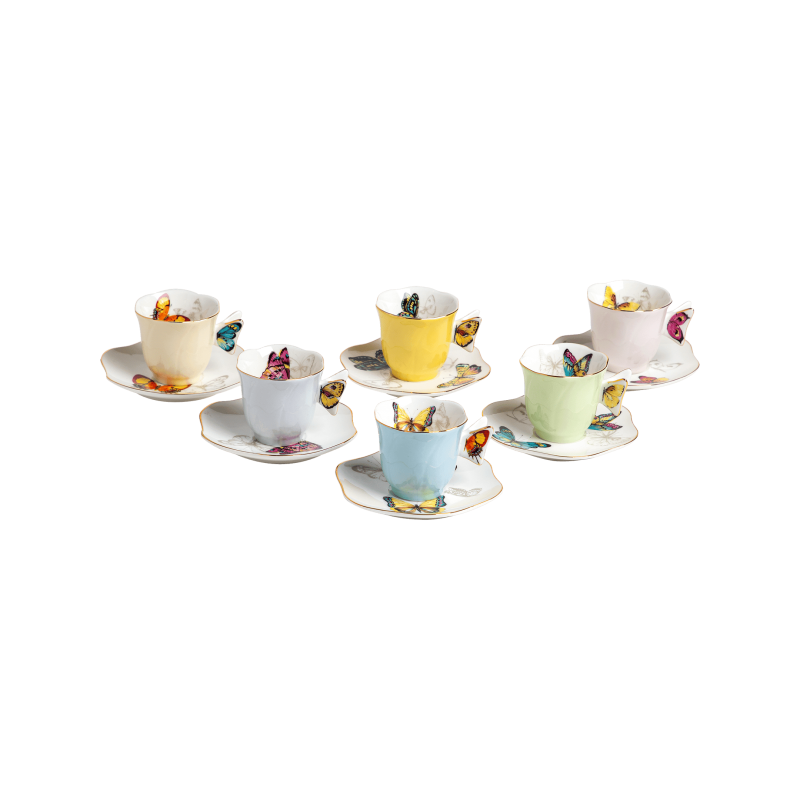 Set Xícaras de Café Borboleta 6 Peças